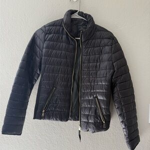 Love Tree Black Quilted Puffer Jacket Gold Zippers Size M